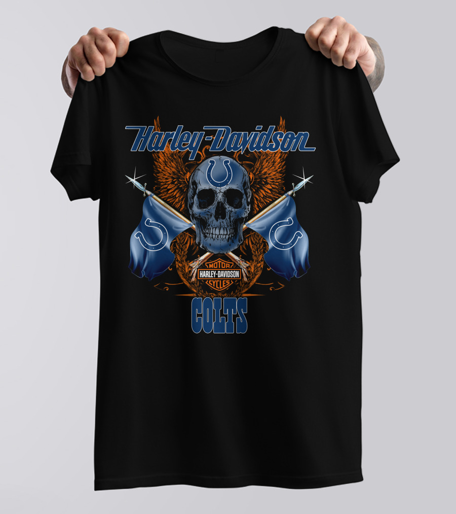 Harley Davidson Colts Skull Flags T-Shirt