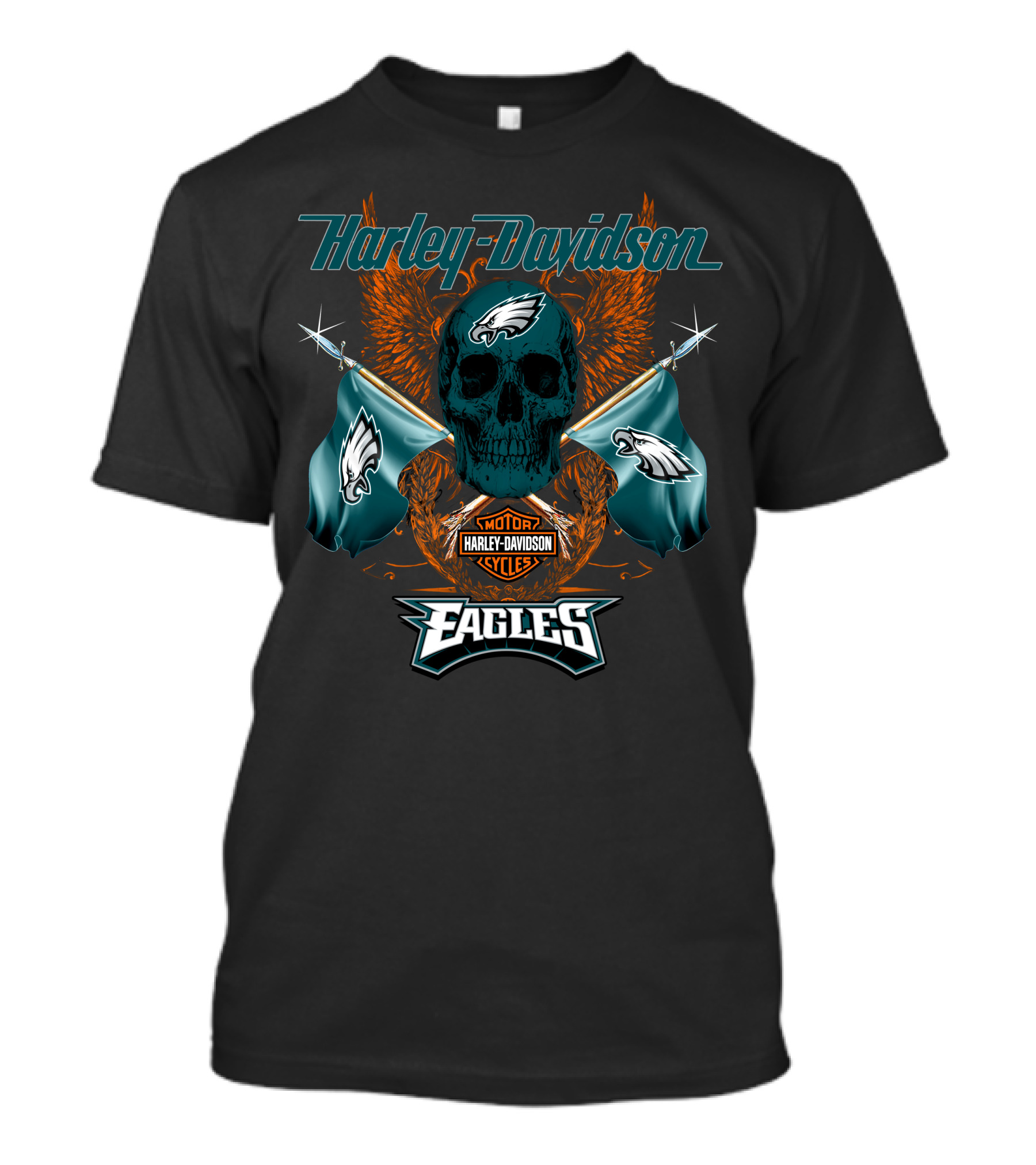 Harley Davidson Eagles Motor Cycles Flag T-Shirt