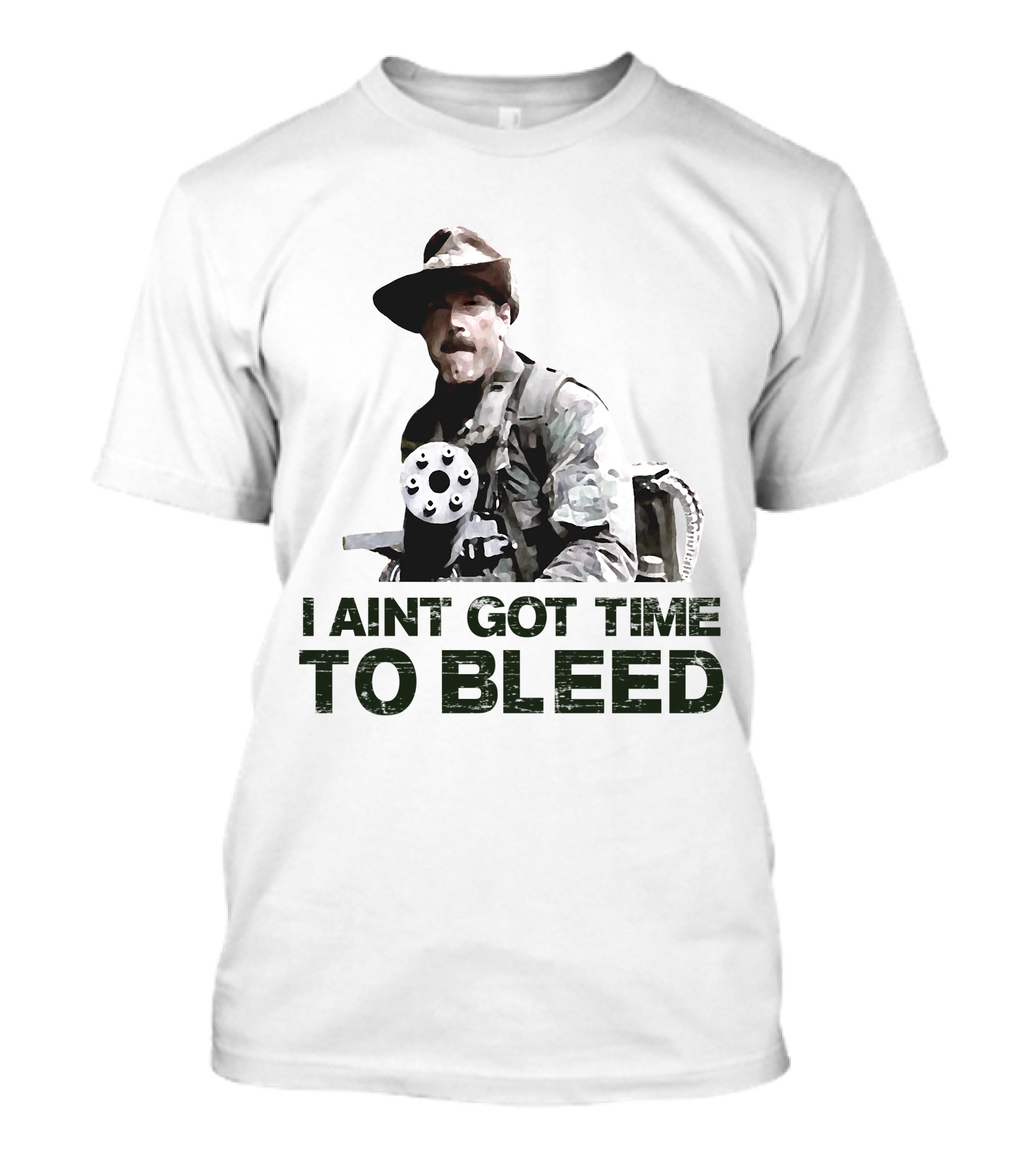 Predator I Ain't Got Time To Bleed Soldier With Gatling Gun T-Shirt