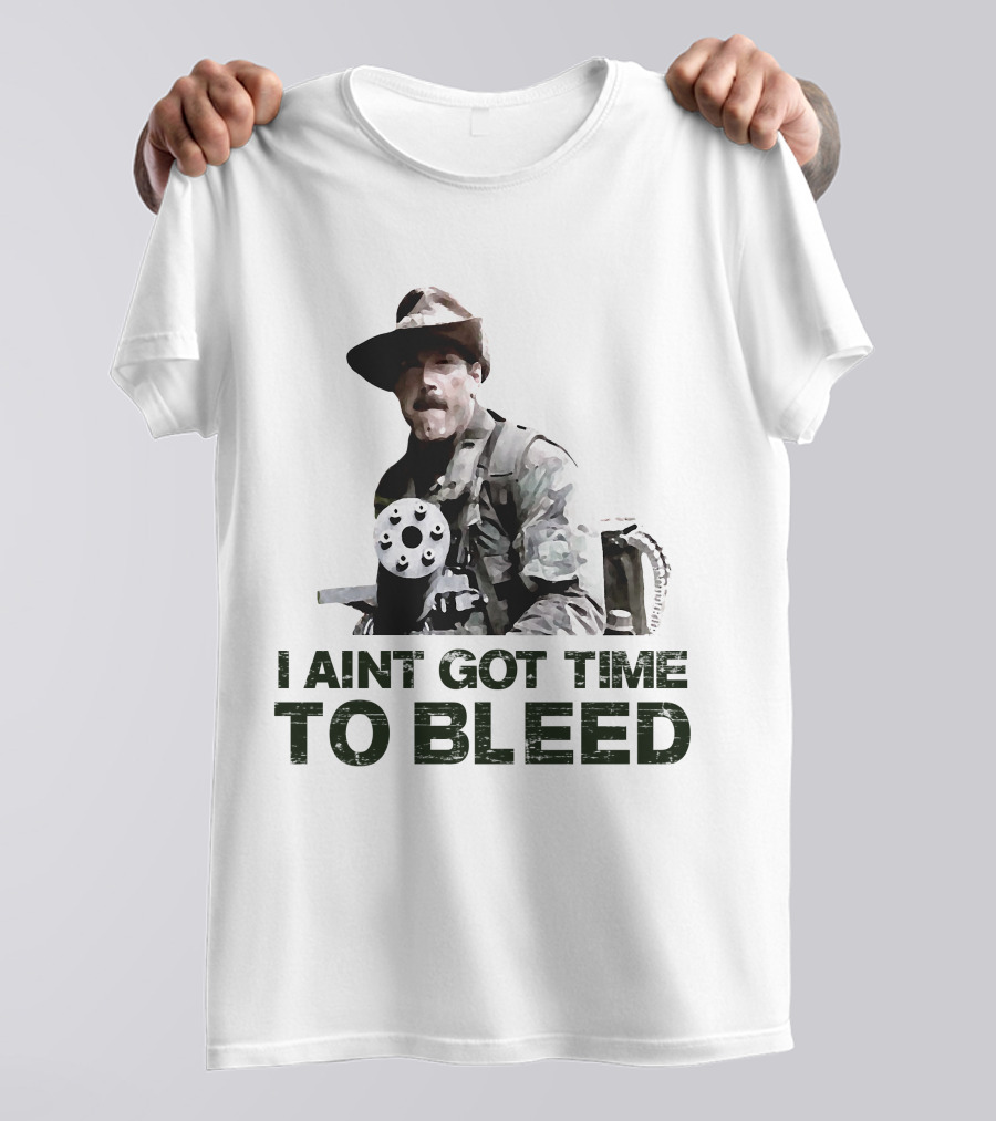 Predator I Ain't Got Time To Bleed Soldier With Gatling Gun T-Shirt