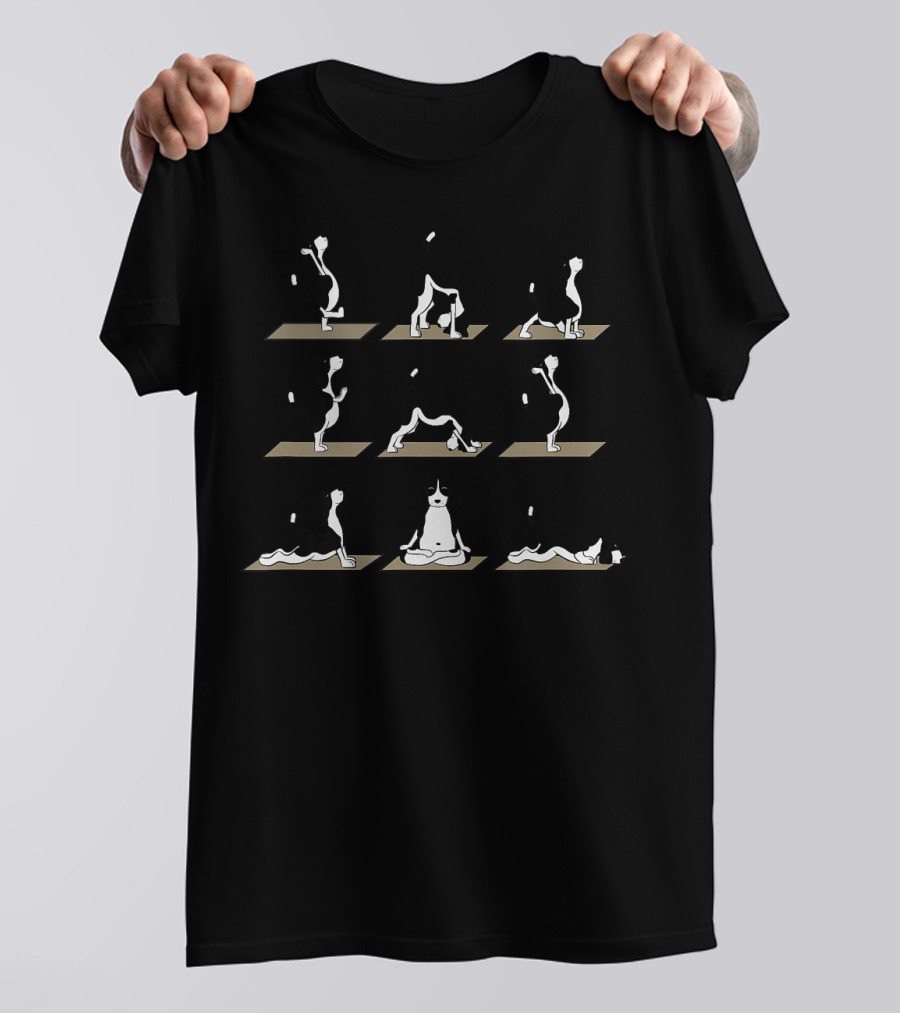 Funny Nine Dog Yoga Poses Mat Positions T-Shirt