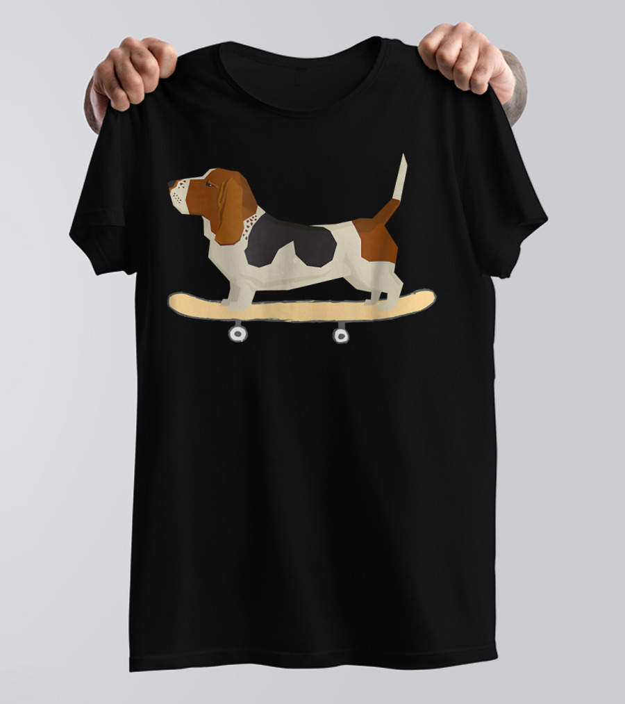 Funny Bassett Hound Skateboarding Adventure T-Shirt