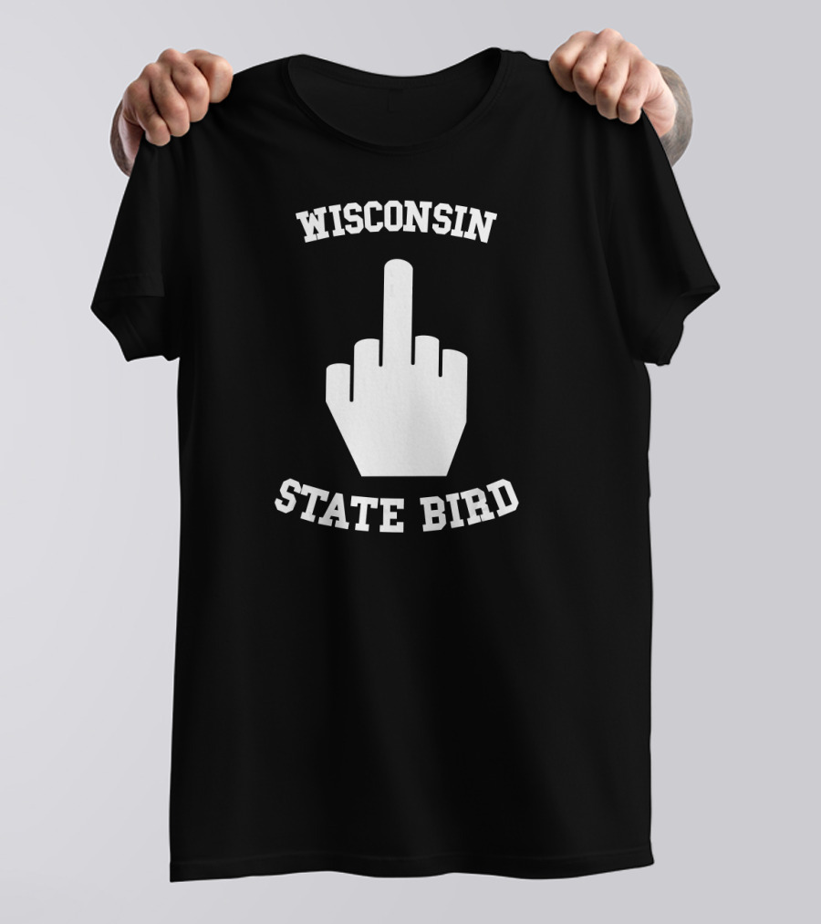 Wisconsin State Bird Funny Joke Flipping Off Iconic Gesture T-Shirt