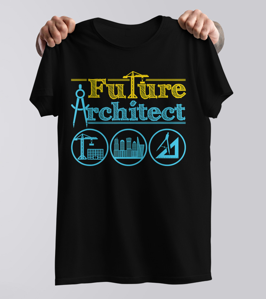 Future Architect Architecture Crane Compass Skyline Drafting T-Shirt