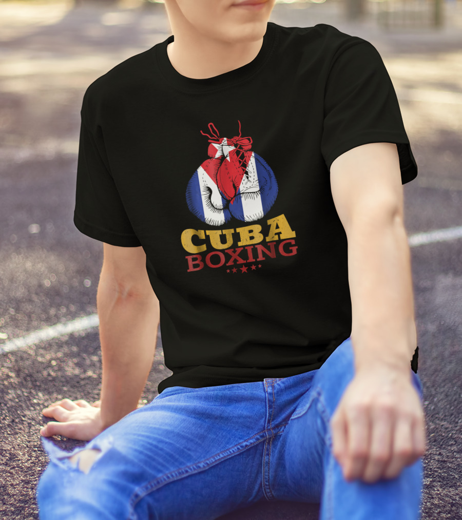 Cuba Boxing Gloves With Cuban Flag And Stars T-Shirt