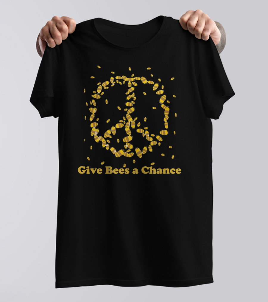Give Bees A Chance Peace Sign Bee Swarm T-Shirt