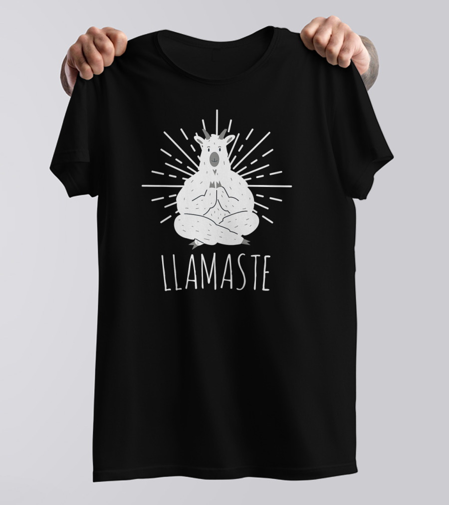 Good Vibes Only Llamaste Yoga Meditation Llama T-Shirt