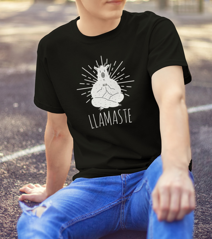 Good Vibes Only Llamaste Yoga Meditation Llama T-Shirt