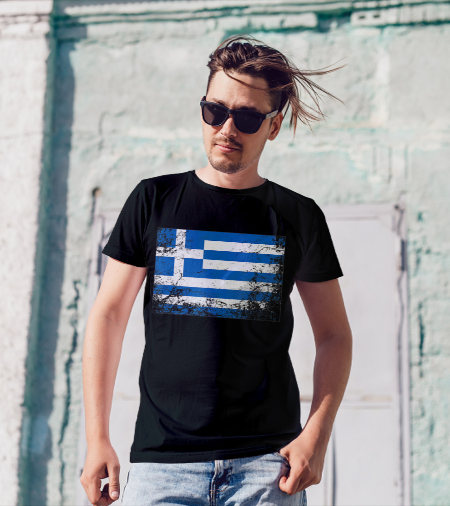 Distressed Vintage Greek National Flag T-Shirt