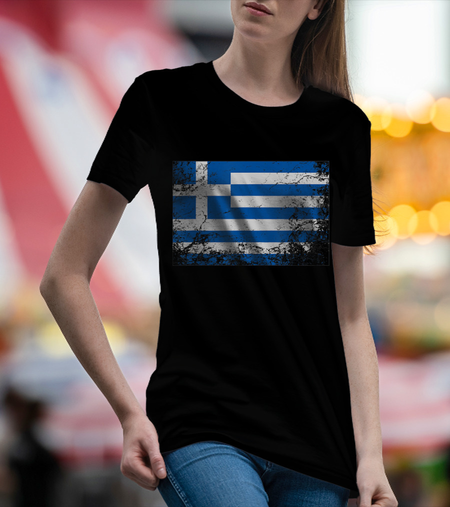 Distressed Vintage Greek National Flag T-Shirt