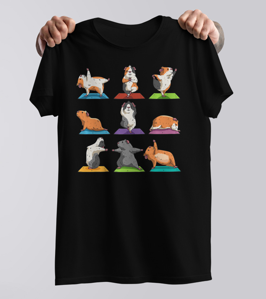 Guinea Pig Yoga Positions Workout Cute Animal Exercise Poses T-Shirt