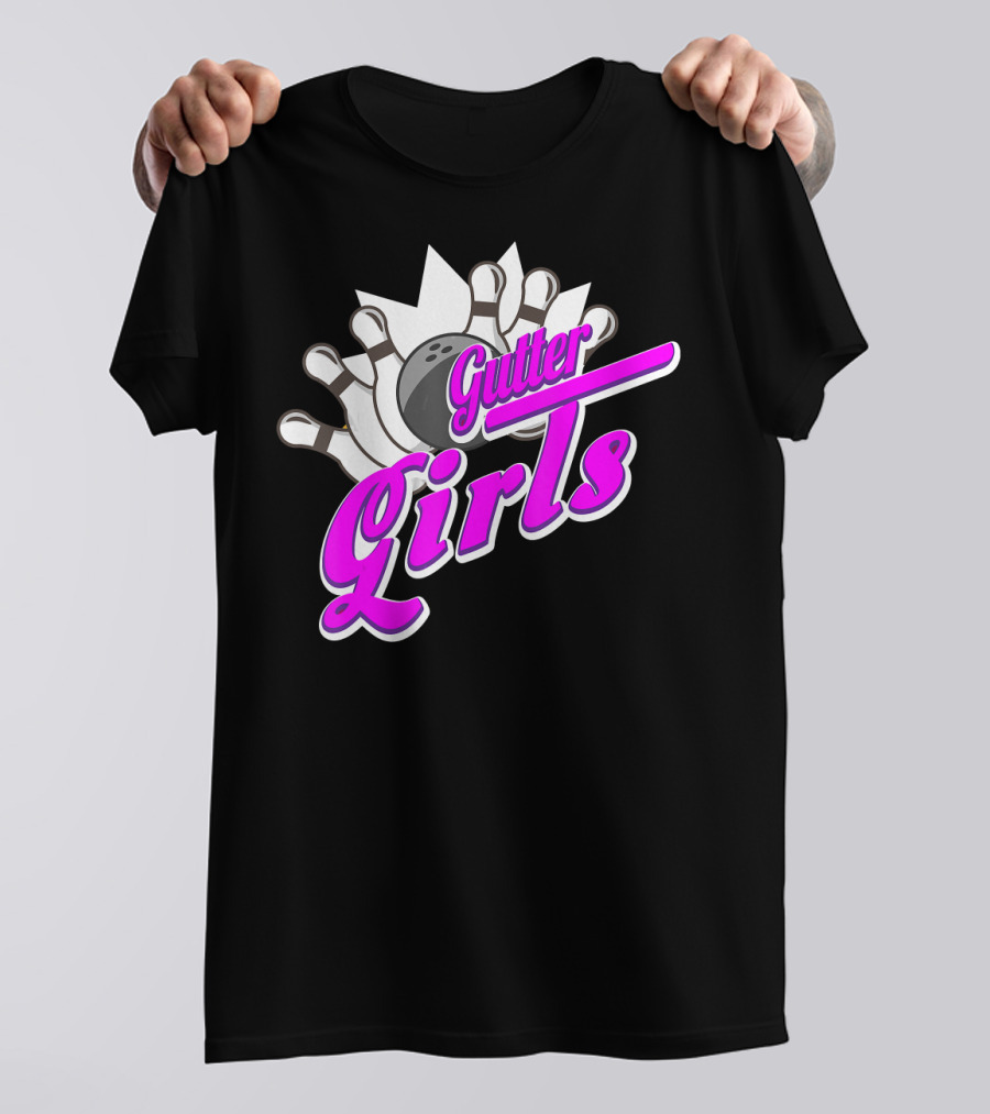 Gutter Girls Bowling Ball Pin Bowler Retro T-Shirt