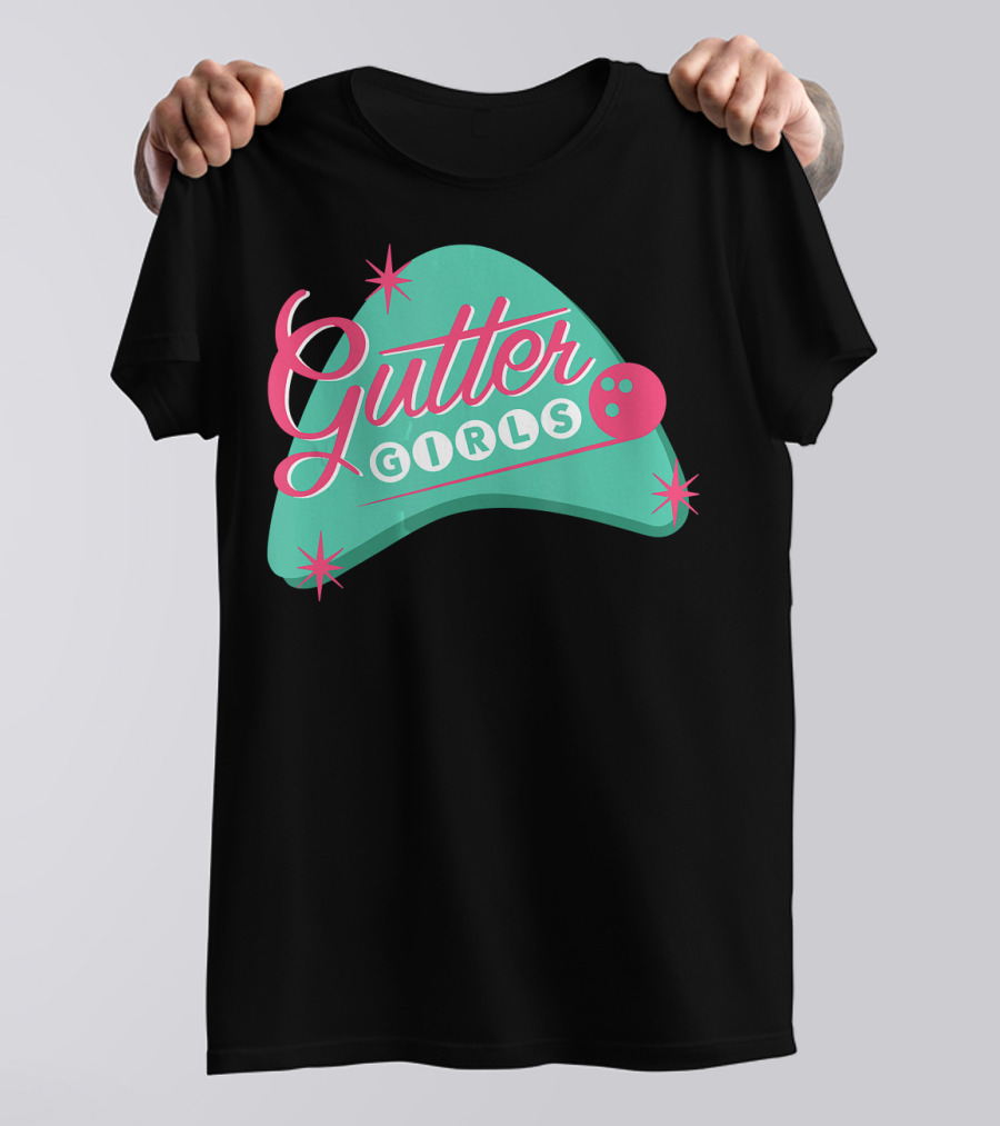 Gutter Girls Bowling Team Retro Logo Pastel T-Shirt