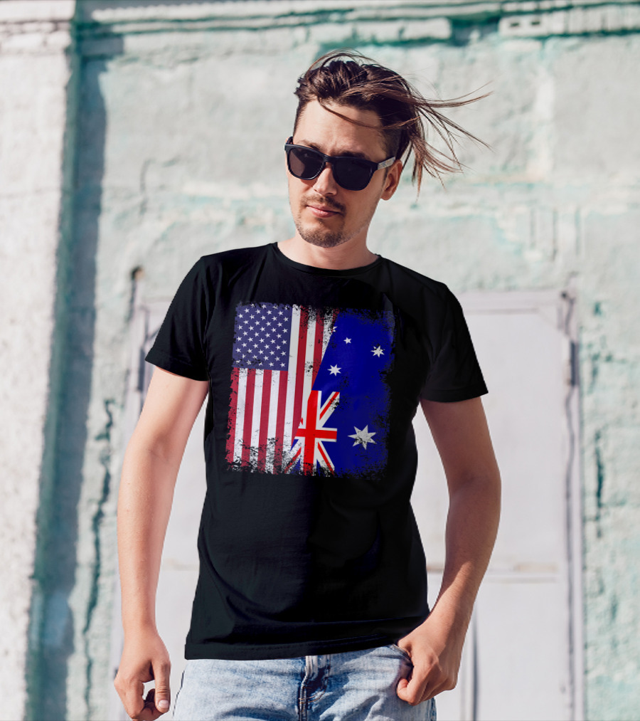 Vintage Half American Australian Flag Iconic T-Shirt