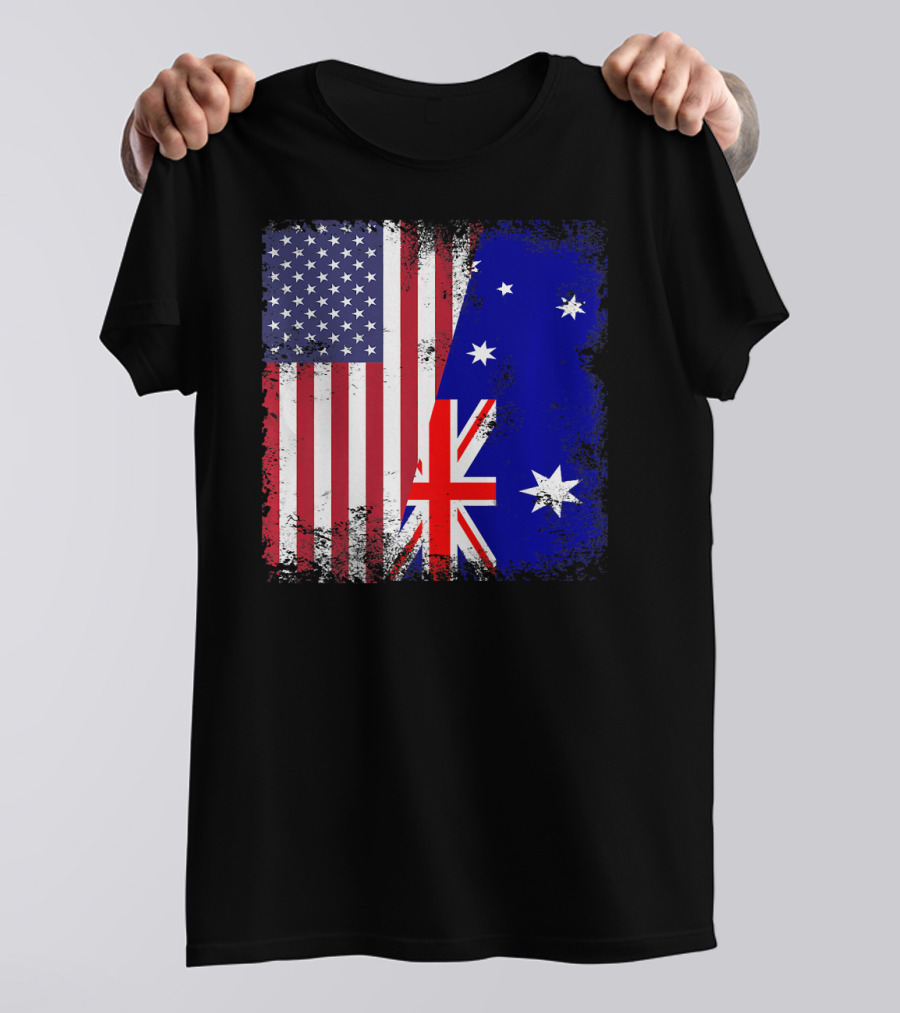 Vintage Half American Australian Flag Iconic T-Shirt