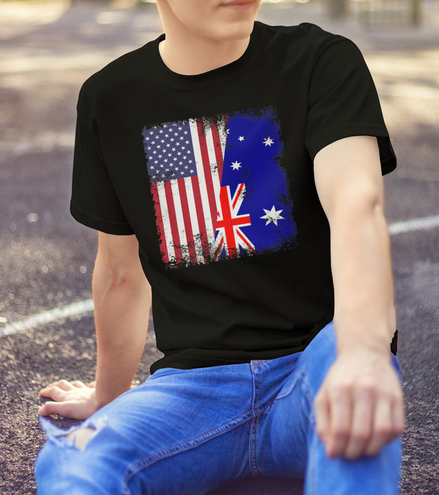 Vintage Half American Australian Flag Iconic T-Shirt