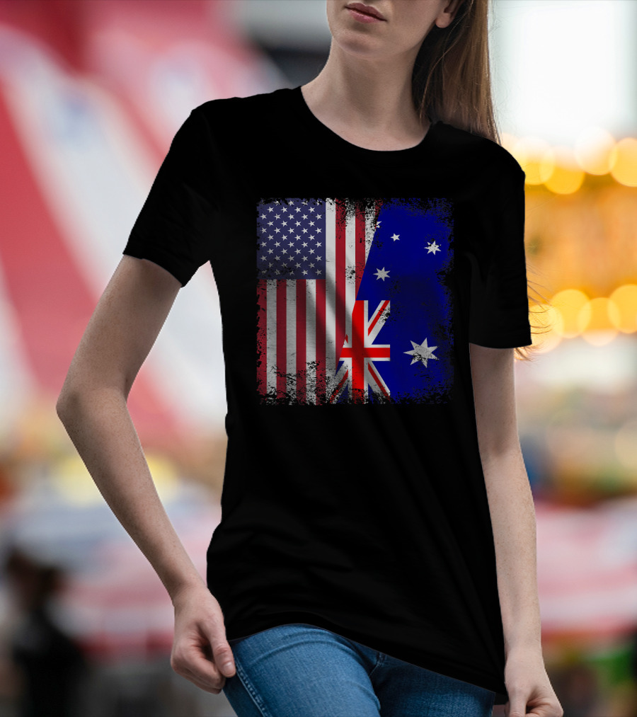 Vintage Half American Australian Flag Iconic T-Shirt