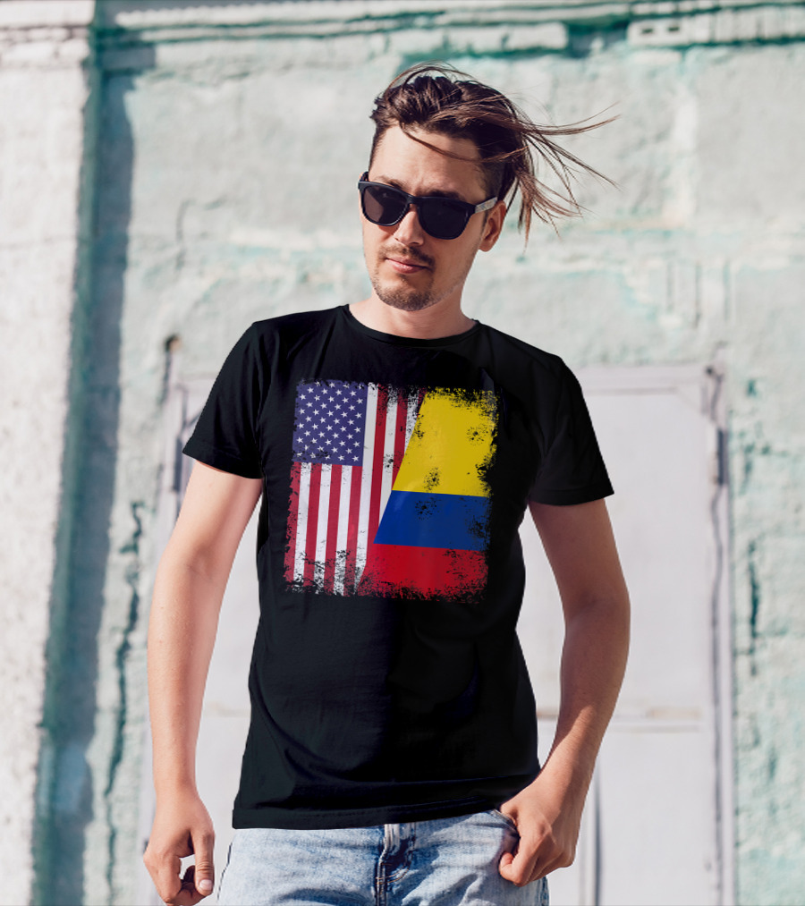 Half Colombian Half American Flag T-Shirt
