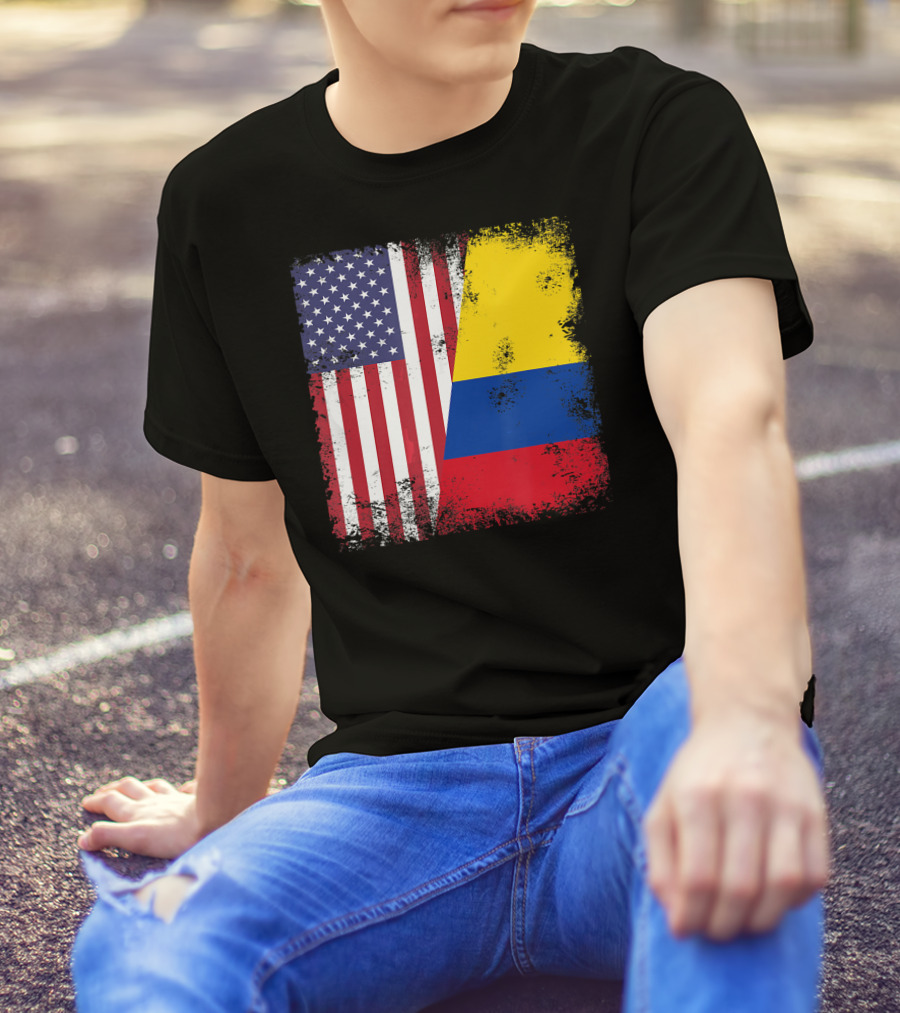 Half Colombian Half American Flag T-Shirt