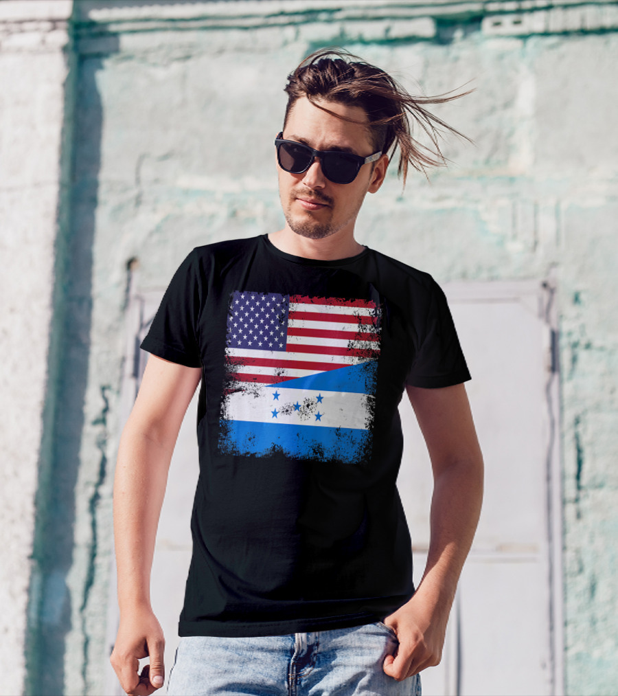 Half Honduran Half American Flag Vintage Hon T-Shirt