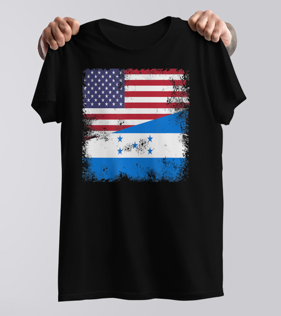 Half Honduran Half American Flag Vintage Hon T-Shirt