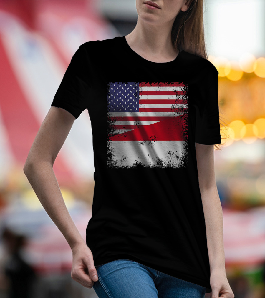 Half Indonesian Half American Flag Vintage Indo USA Fusion T-Shirt