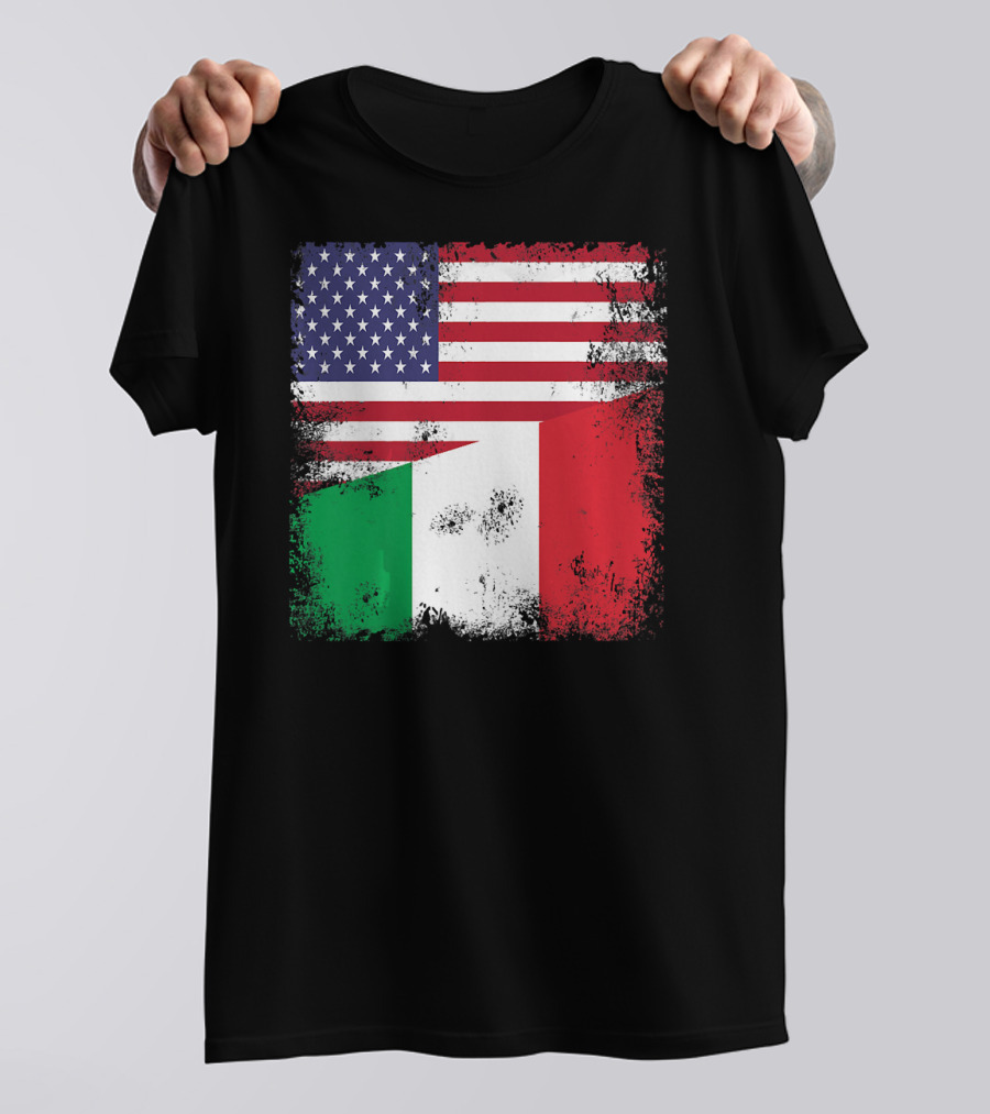 Half Italian Flag Vintage Italy U.S. American Grunge T-Shirt