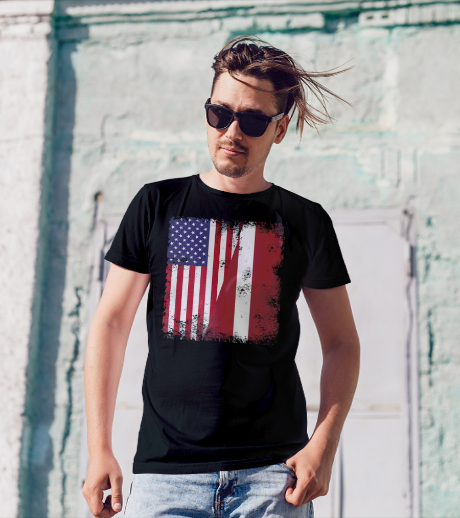 Half Latvian Half American Flag Vintage Latvia U T-Shirt