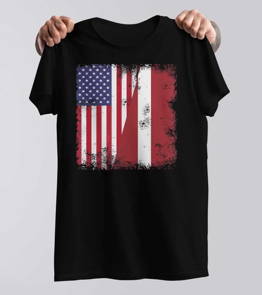 Half Latvian Half American Flag Vintage Latvia U T-Shirt