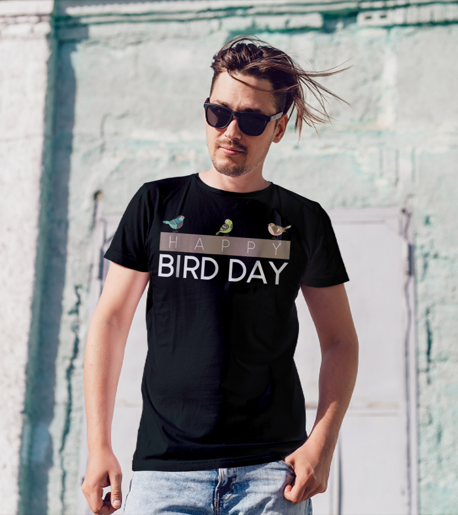 Happy Bird Day Birding Celebration With Colorful Birds T-Shirt