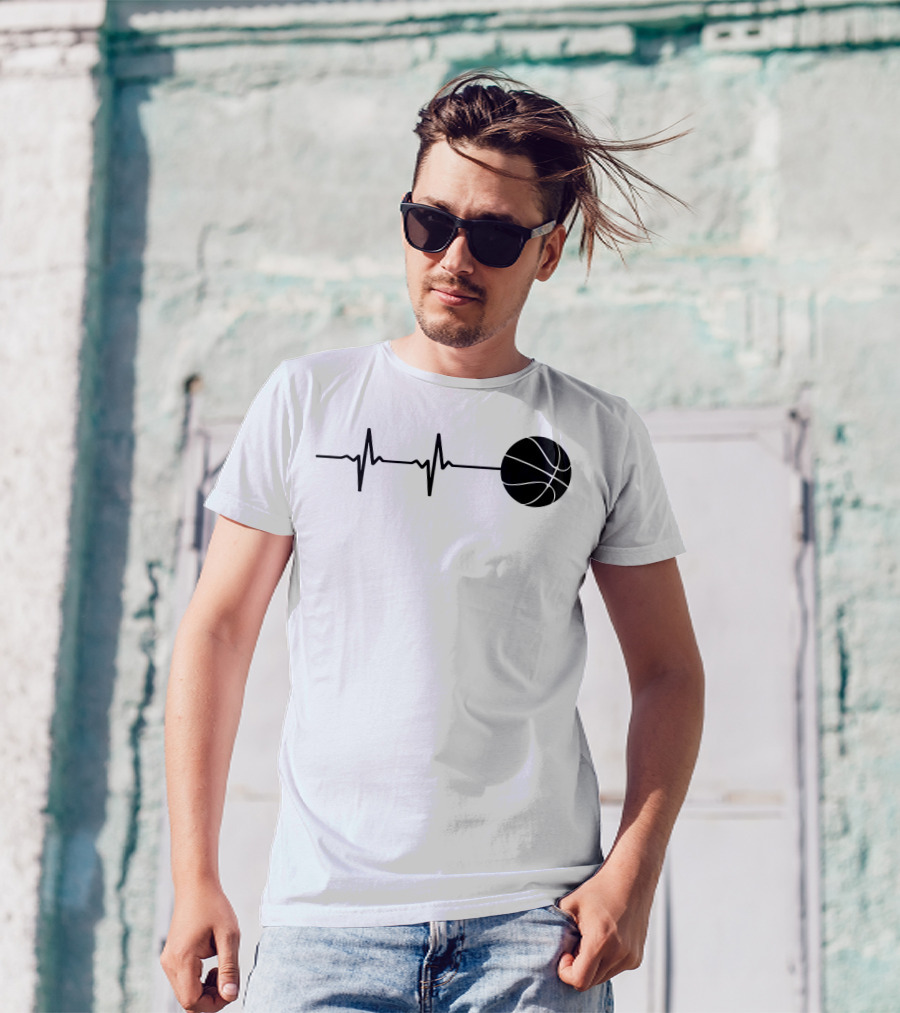 Heartbeat Basketball Player Pulse Path T-Shirt