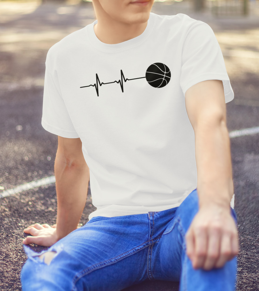Heartbeat Basketball Player Pulse Path T-Shirt