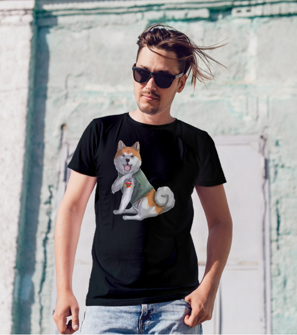 Akita Inu I Love Mom Tattoo Dog With Heart Tattoo Wearing Vest T-Shirt