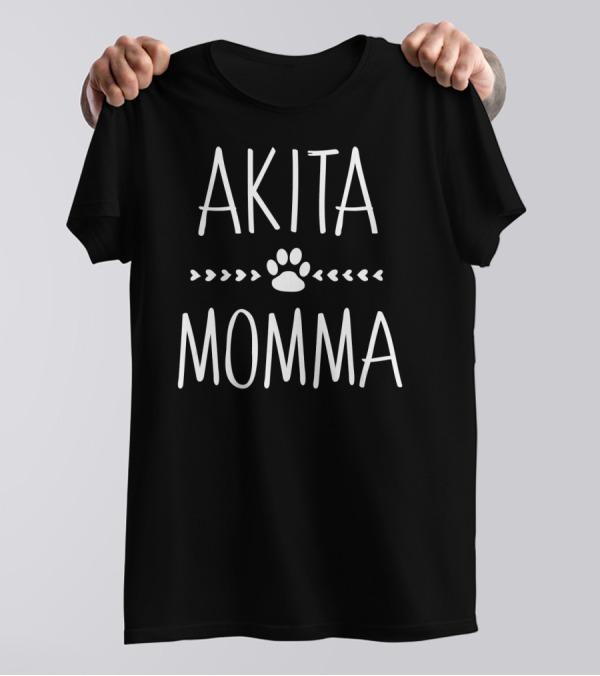 Akita Momma Akita Dog Mom Pawprint T-Shirt