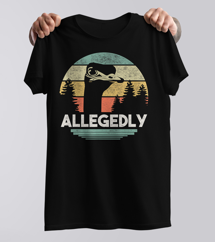 Allegedly Ostrich Silhouette In Vintage Sunset Forest Scene T-Shirt