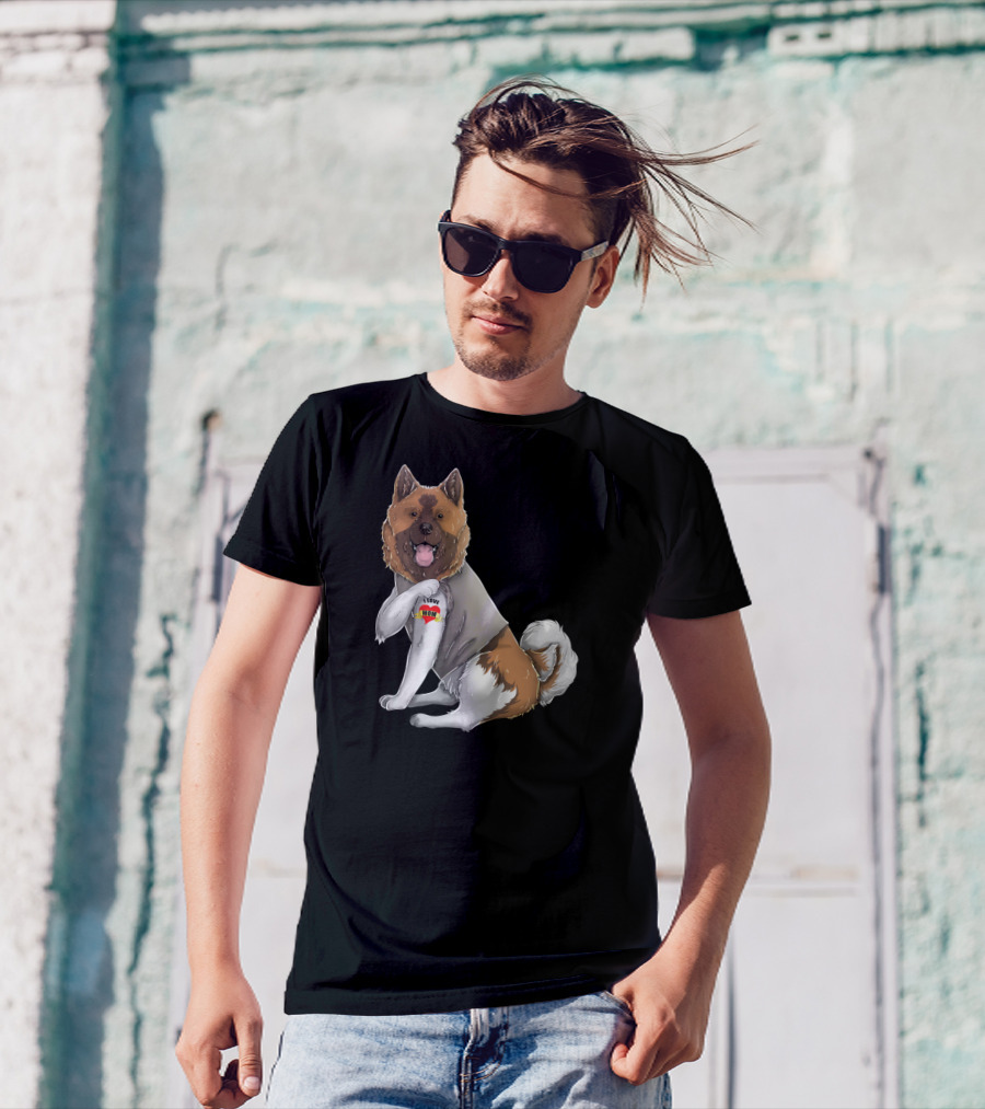 American Akita I Love Mom Tattoo Heart T-Shirt