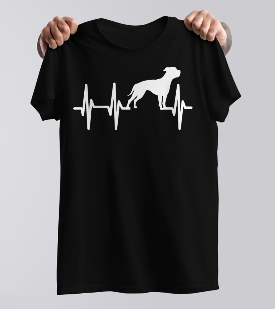 American Bulldog Heartbeat Line Dog T-Shirt