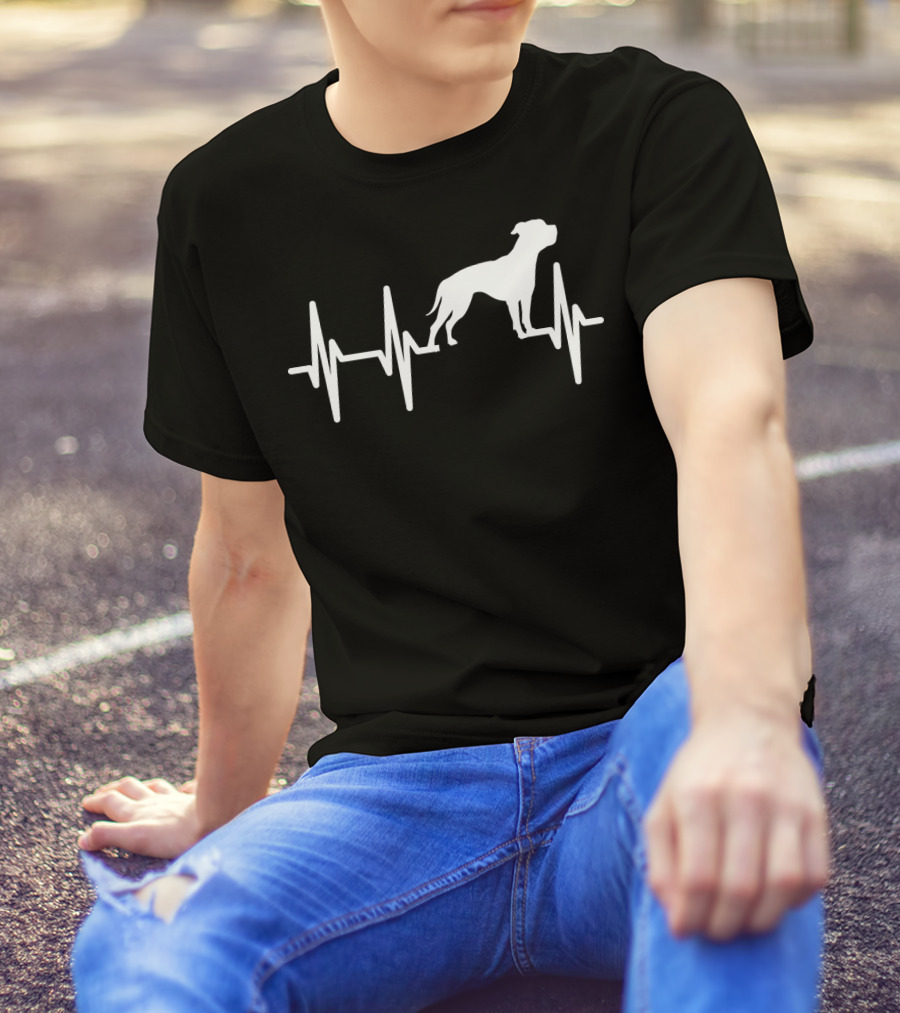 American Bulldog Heartbeat Line Dog T-Shirt