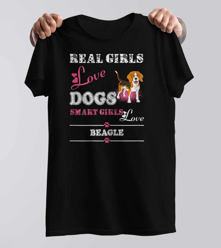 Real Girls Love Dogs Smart Girls Love Beagle T-Shirt