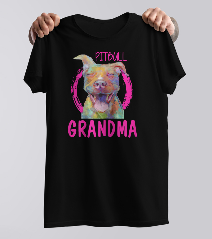 Pitbull Grandma Colorful Happy Dog T-Shirt