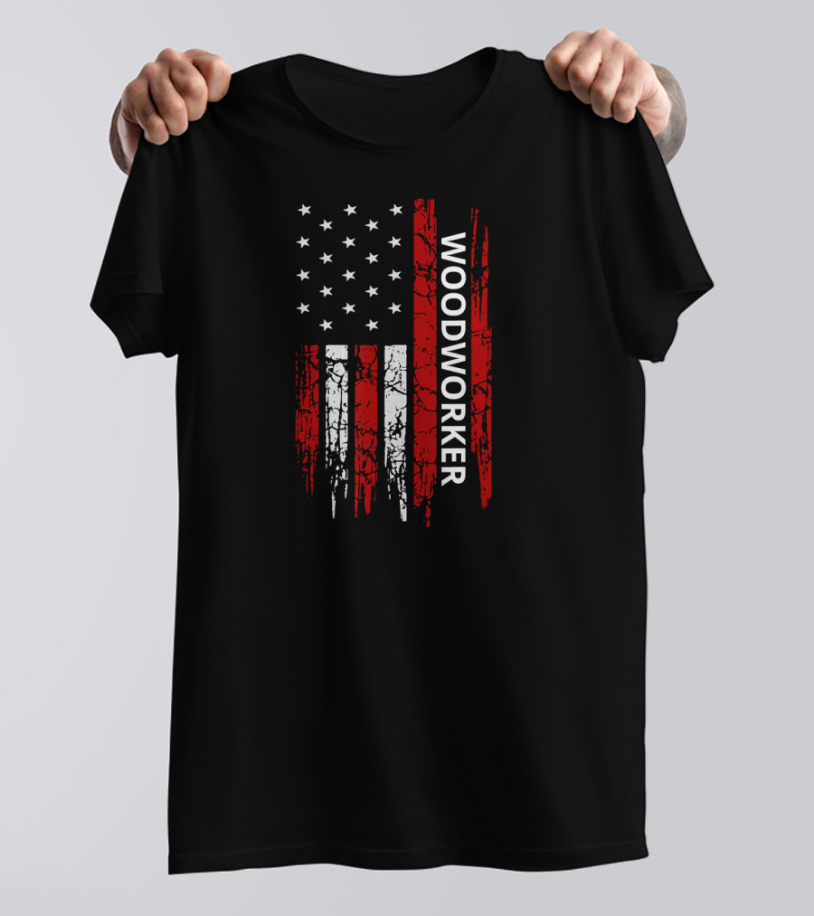 Woodworker USA Flag Patriotic American T-Shirt