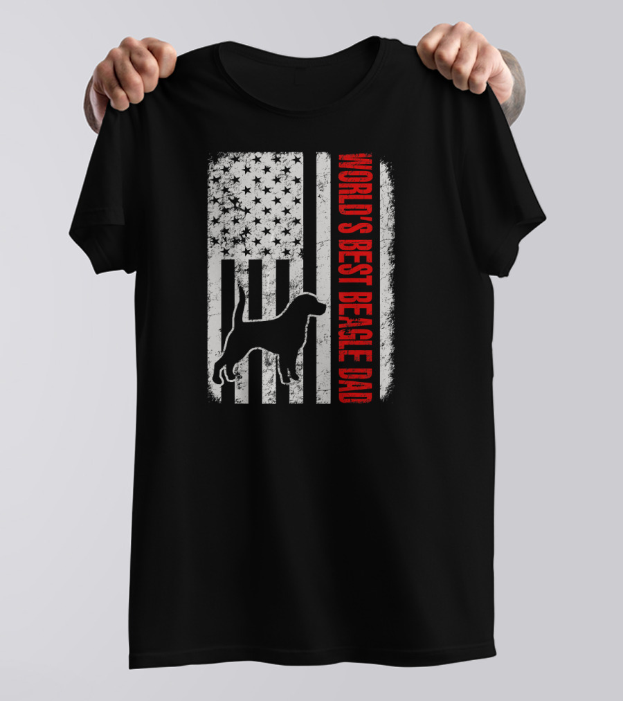 World's Best Beagle Dad American Flag Patriotic Canine T-Shirt