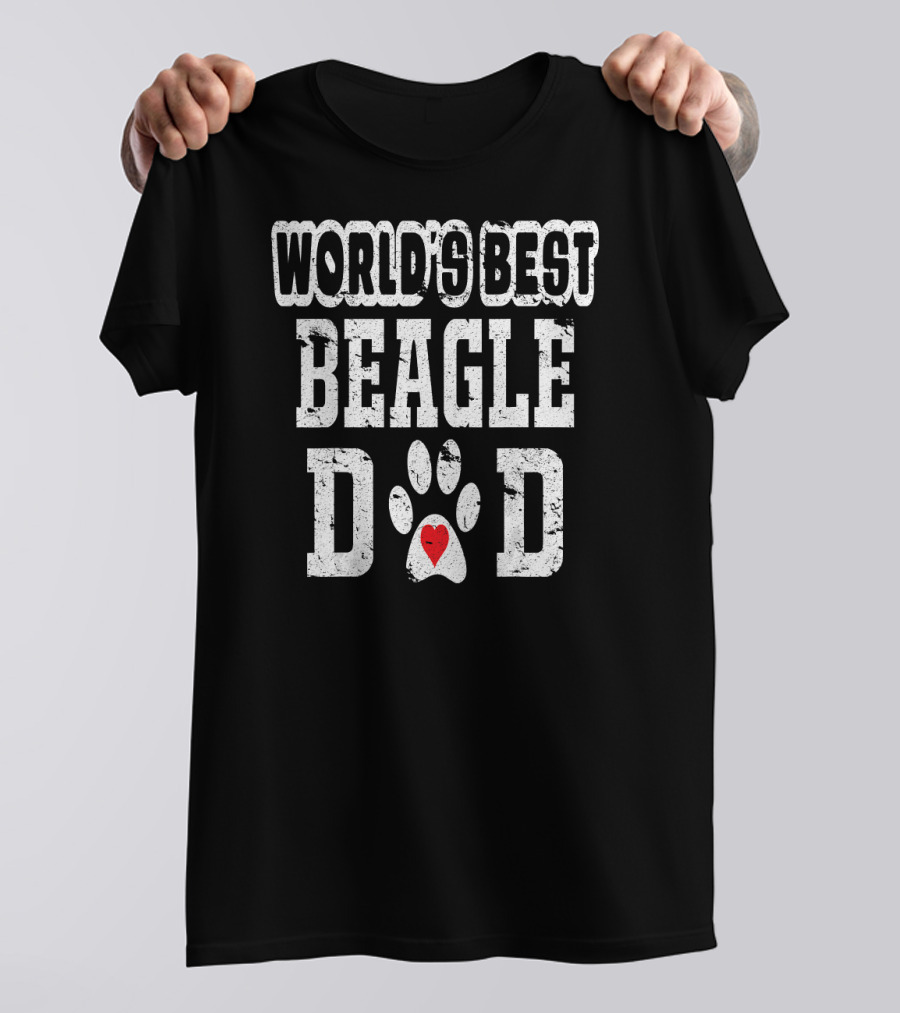 World's Best Beagle Dad Paw Heart T-Shirt