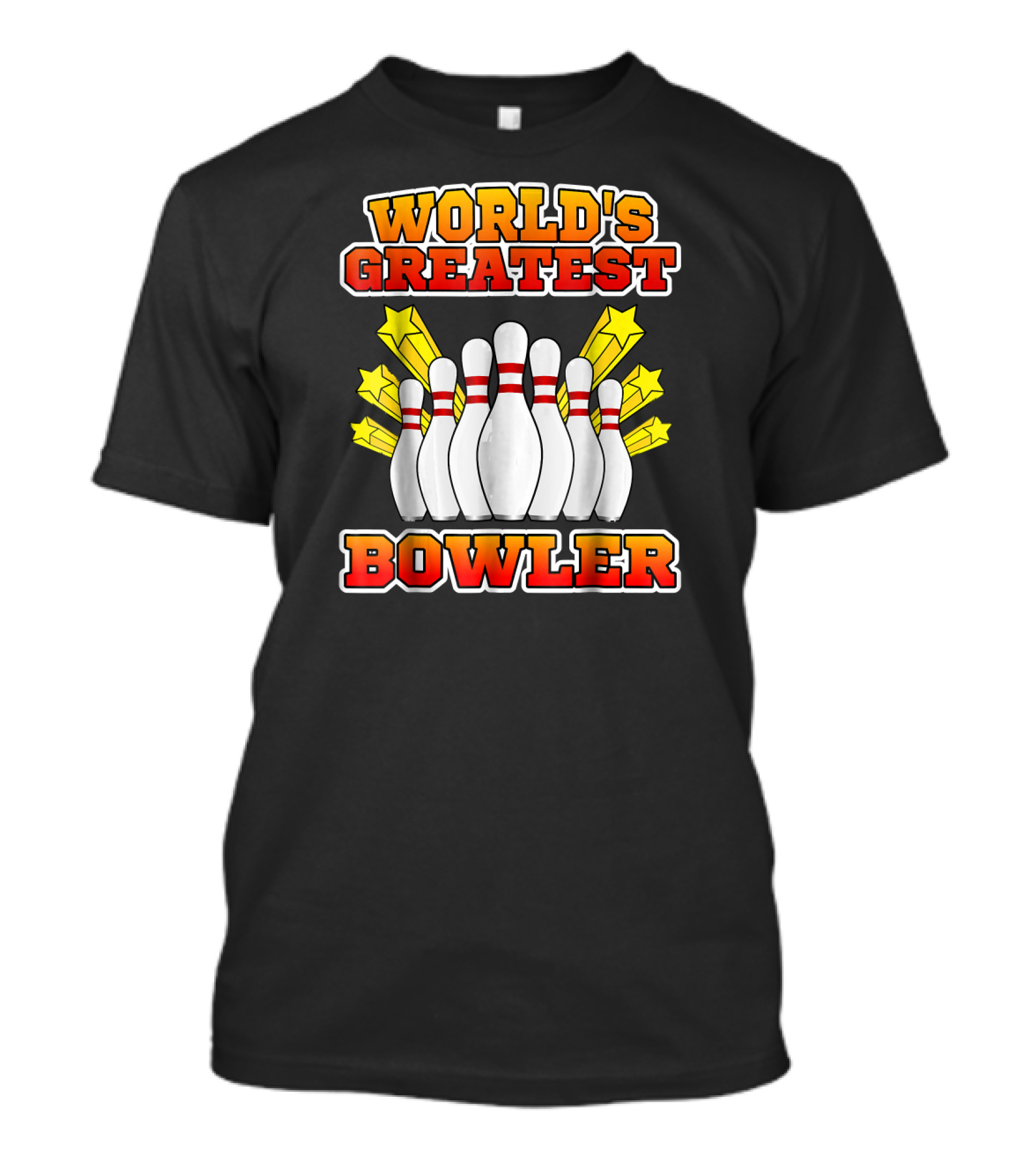 World's Greatest Bowler With Bowling Pins And Stars T-Shirt