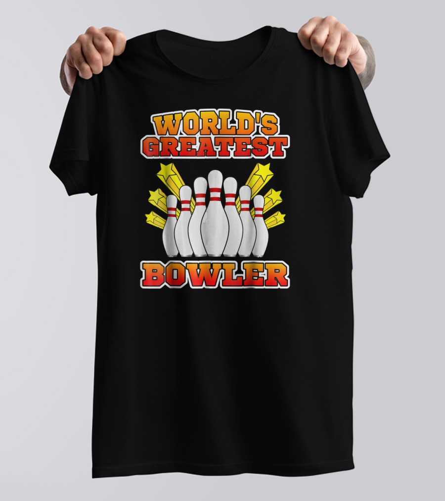 World's Greatest Bowler With Bowling Pins And Stars T-Shirt