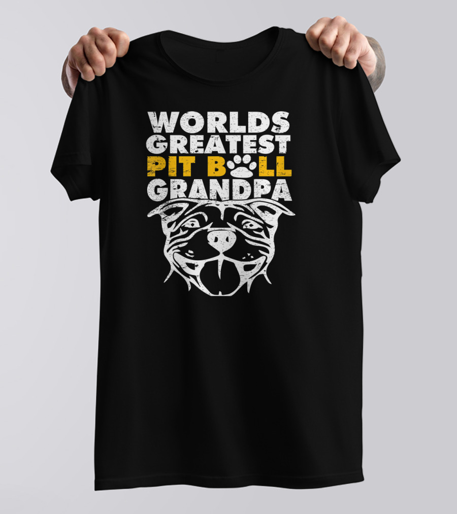 Worlds Greatest Pit Bull Grandpa Dog Love T-Shirt
