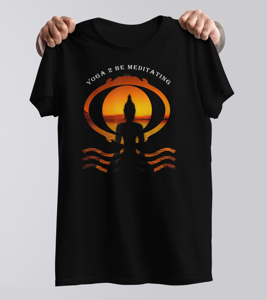 Meditating Yoga Silhouette At Sunset Spiritual Reflection T-Shirt