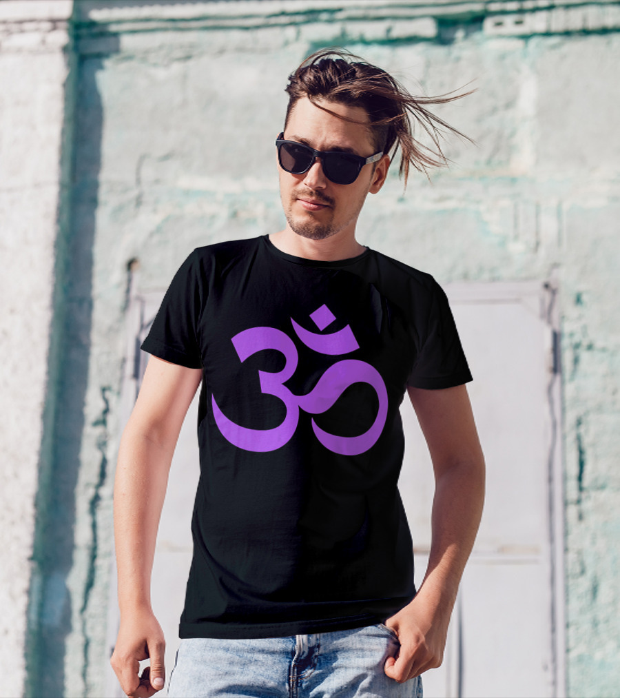 Yoga Aum OM Spiritual Symbol In Purple T-Shirt