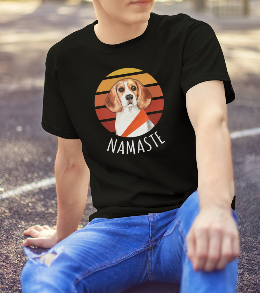 Namaste Beagle Sunset Yoga T-Shirt