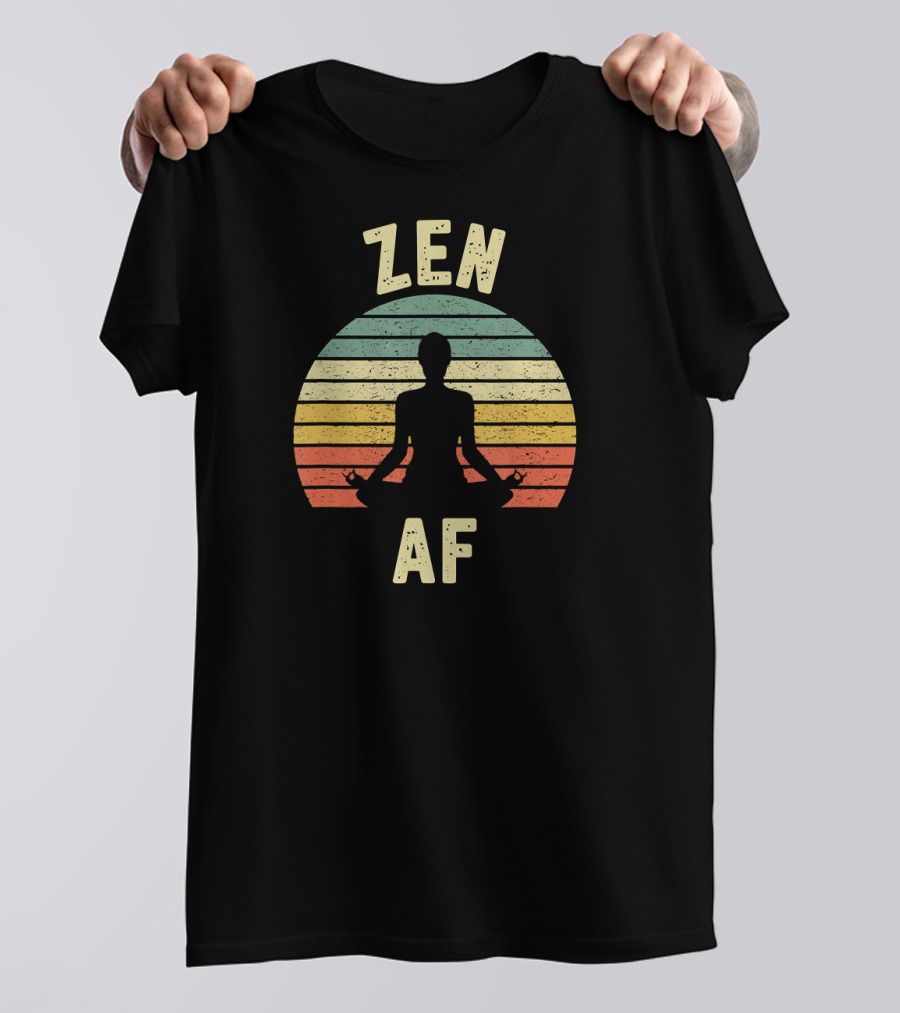 ZEN AF Yoga Retro Sunset Meditation T-Shirt